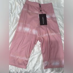 pretty little thing pink tie die cycle short